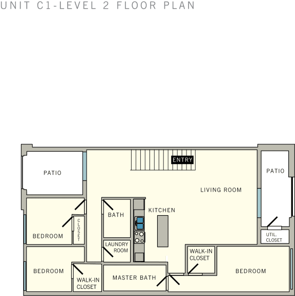 C1 Floor Plan at Aviator at Brooks Apartments, Clear Property Management, Texas, 78235